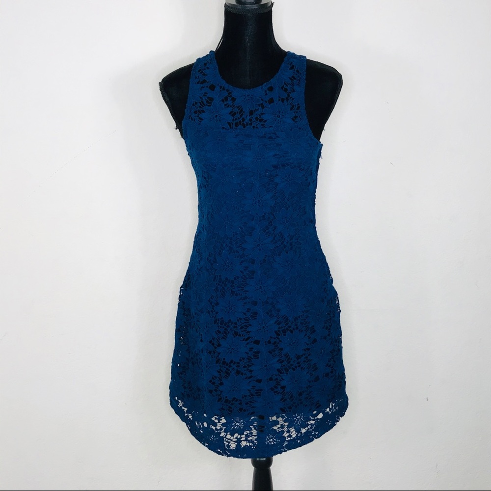 Decree Blue Lace Sleeveless Dress Size Small